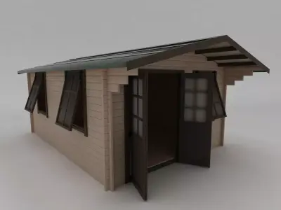 Summer House Log Cabin Garden Office 3D model