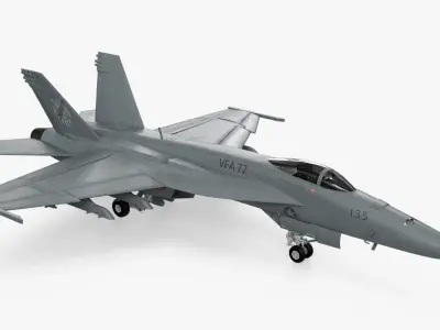  FA-18E Super Hornet Fighter Jet Rigged for Cinema 4D 