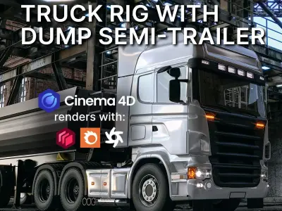 Truck rig with dump semi-trailer for Cinema 4D 3D model