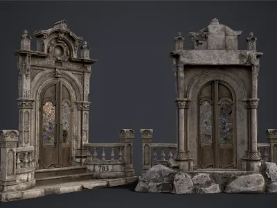 Old Abandoned Door Portal Low-poly 3D model