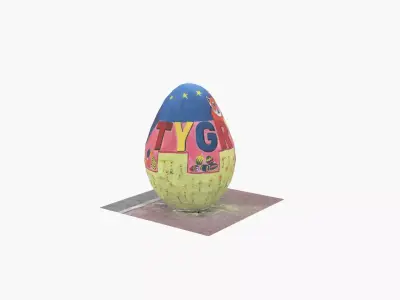 Easter Egg on the street Kindy Little tiger Low-poly 3D model