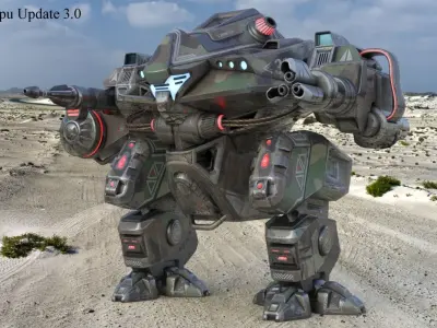 Mecha  Robo Cop Camouflage Vray Low-poly 3D model