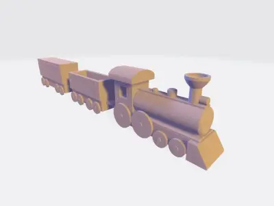 Wooden Train Toy Low-poly 3D model