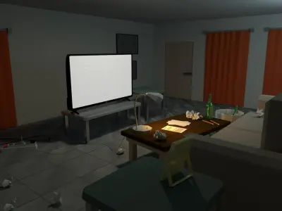 Dudes Messy Living Room 3D model