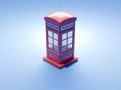 telephone booth 3d model with lighting Low-poly 3D model