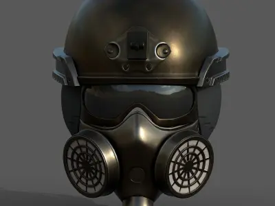 Helmet scifi military combat fantasy cyborg space armor develop  Low-poly 3D model