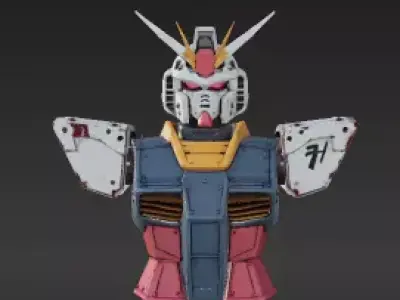 48 - RX-78-7 Tactical Mecha Bust - Detailed Sci-Fi Robo 3D print model