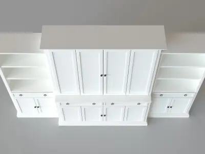 Cameo 4-Piece White Storage Bookcase Entertainment Center 3D model