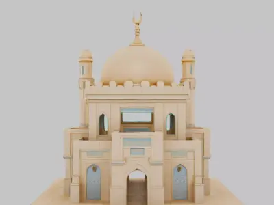 Futuristic Temple Low-poly 3D model