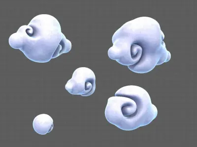 Clouds cartoon V04 Low-poly 3D model