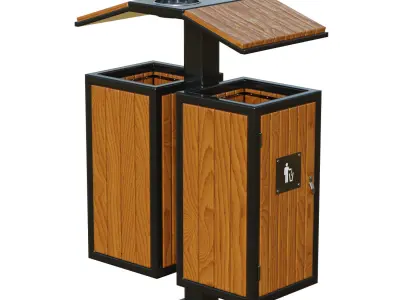 Outdoor Trash Bins 04 Low-poly 3D model