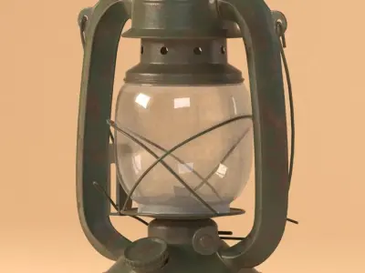Old rusty kerosene lantern 3D model