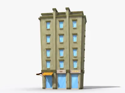 Cartoon Building x18 Low-poly 3D model