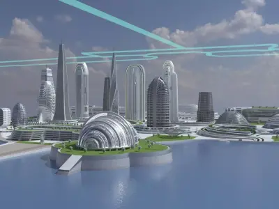 Futuristic City Day and Night Edition 3D model