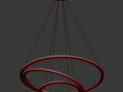 Capella Black Gold 3 Ring Chandelier 3D model