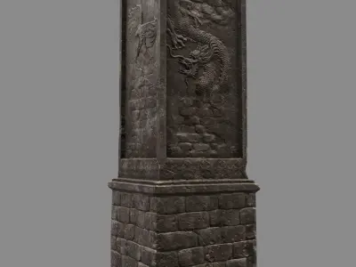 pillar 5 four pillars Low-poly 3D model