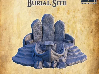 Viking Burial Site Tabletop Terrain 28MM  3D print model