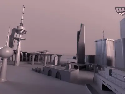 Kuwait Landmarks Cityscape Skyline 3D model