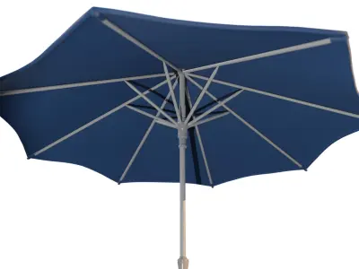 Blue Patio Umbrella with Stand 3D model