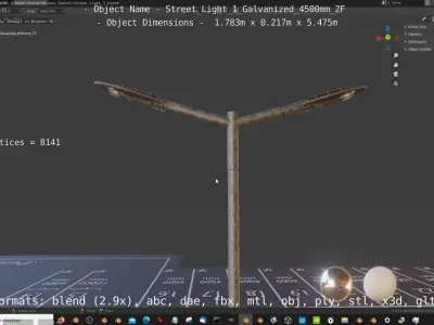 Street Light 1 Galvanized 4500mm 2F Low-poly 3D model