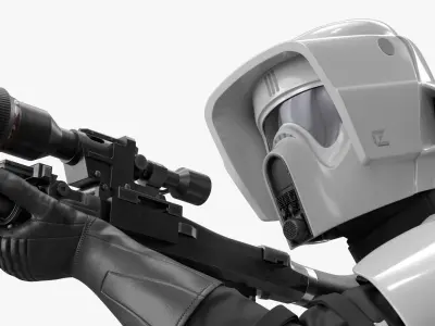  Star Wars Scout Trooper Armor in Firing Pose with DLT-19X 
