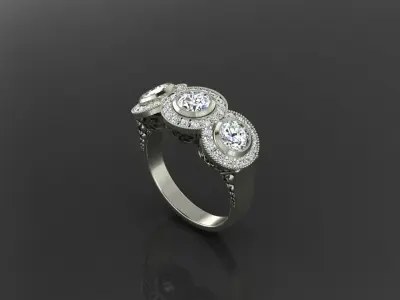 Elegant Women Ring with Leaf Motif and Curved Line Design 3D print model
