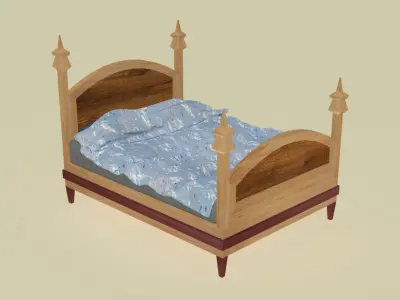 Wooden classical sleeping bed 3D model