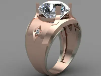 Rose Gold Men Diamond Ring 3D print model 3D print model 2