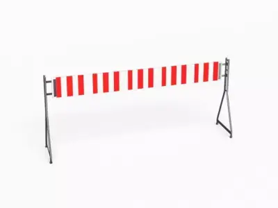 Red And White Street Blockade 3D model