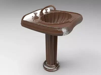 sinkk sink with pedestal 3D print model