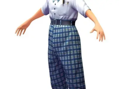 Cartoon Low Poly Style Avatar 017 3D Model Low-poly 3D model