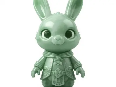 Stylized Jade Bunny 3D Character V01 Low-poly 3D model