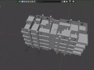 apartment building whit interior  3D model
