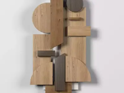 Modern wood Wall collection - various shapes and sizes and tints 3D Model Pack