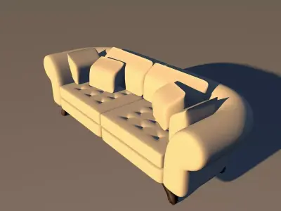 simple sofa in a lazy afternoon light Low-poly 3D model
