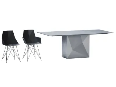Vondom Faz Dining Table and Chair Low-poly 3D model