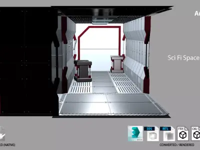 Sci Fi Spaceship hall 3d Model 3D model