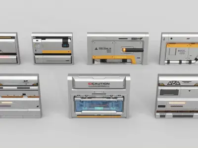 Scifi  Wall  Modular Kit Vol 1 Low-poly 3D model