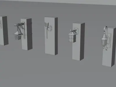 Ancient metal wall lamps 3D model