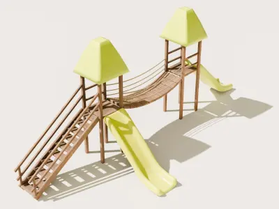Playground castle with a slide Low-poly 3D model