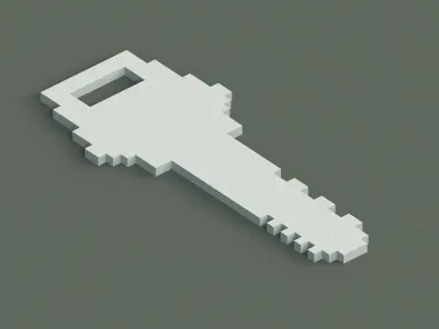 Voxel Key Low-poly 3D model