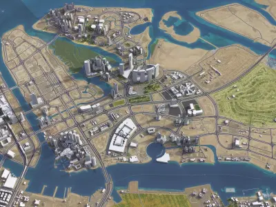 Al Reem Island - Abu Dhabi - 3D City Model Low-poly 3D model