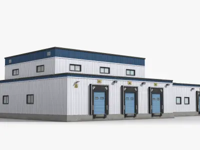 Factory x9 Low-poly 3D model