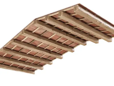 Wooden ceiling with ceramic tiles  3D model