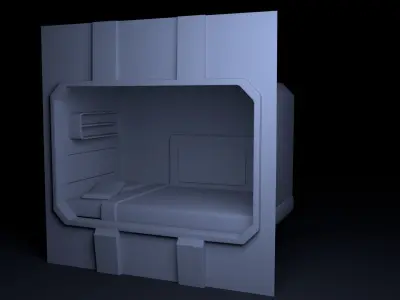 Scifi Cabin - Space Bunker Bed  Low-poly 3D model