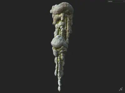 Low poly mossy cave column Low-poly 3D model