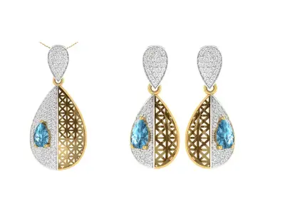 Women Pendant Earring Sets 3dm STL OBJ FBX Renders Details 3D print model 19