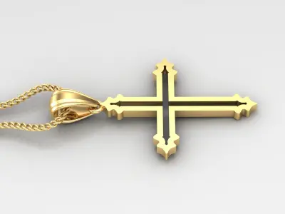High Cross Pendant Light Gold 18K 4CP028 3D print model