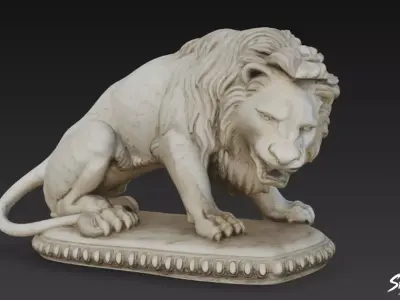 Lion Statue V18 Low-poly 3D model