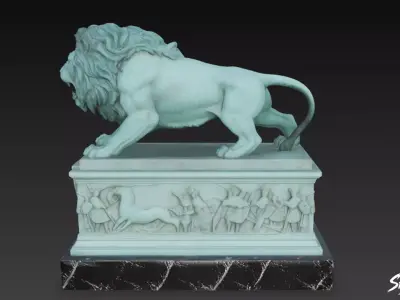 Lion Statue V16 Low-poly 3D model